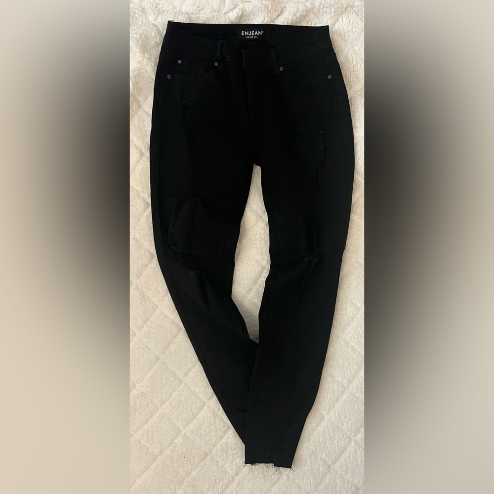 Enjean Black Ripped Jeans 
Never Worn 
Size 5
